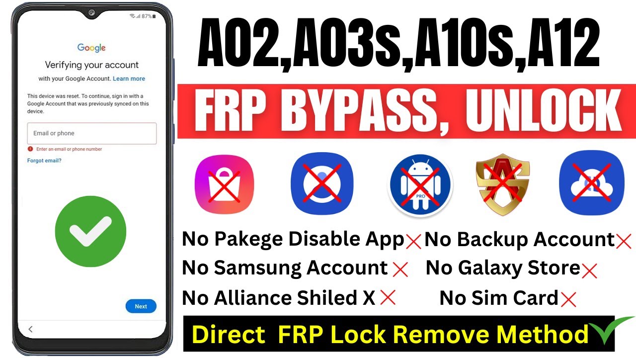 Samsung A02,A03,A10,A12 FRP Bypass Android 13/12/11| New Samsung A02,A03,A10,A12 FRP Bypass Android 13/12/11| New