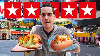 Eating At The BEST Reviewed HOT DOG Stands in New York City