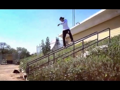 INSTABLAST! - Barley Grind 14 Stair Rail! Nose Manual Up Kinked Hubba!! 360 Flip on Childs Toy!!