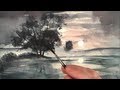 Dawn, Painting a Landscape with Watercolour, Time Lapse