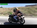 Video A Sexy Girl in black tank top riding on a Sportbike on the freeway