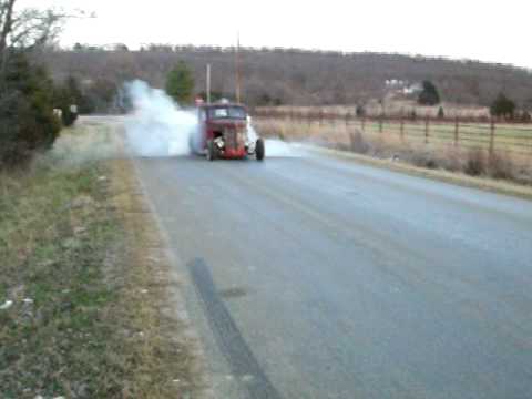 Diamond T rat rod burnout