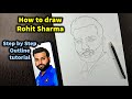 How to draw Rohit Sharma Step by Step // full sketch outline tutorial for beginners