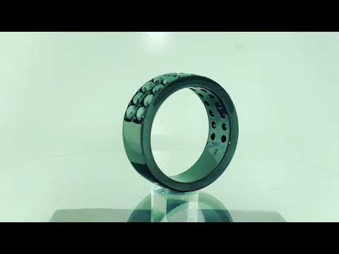 Black Diamond Mens Wedding Band, Mens Vintage Wedding Ring, 3 Carat 8 mm Two Row Pave 14K Black Gold Handmade Certified Unique Black Diamond Mens Wedding Band, Mens Vintage Wedding Ring, 3 Carat 8 mm Two Row Pave 14K Black Gold Handmade Certified Unique