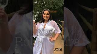 Robe Feminino De Cetim Branco Modelo Laura