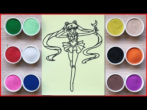 TÔ MÀU TRANH CÁT THỦY THỦ MẶT TRĂNG SAILOR MOON - Colored sand painting toys - Đồ chơi Chim Xinh
