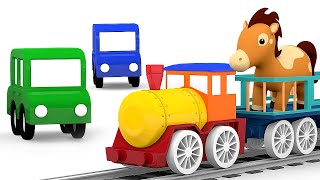 Мультики Для Детей: 4 Машинки И Поезд Для Животных! Сборник Мультфильмов Для Малышей