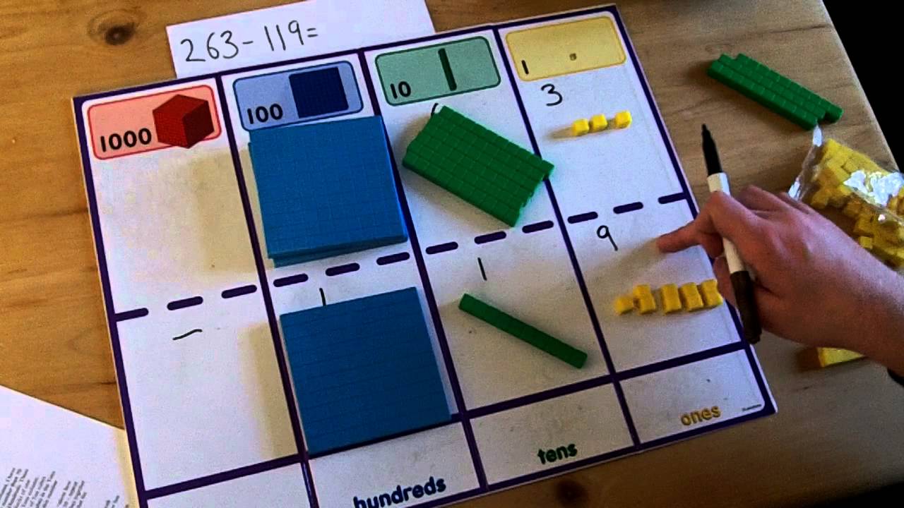 KS2 - how to subtract using Dienes cubes - YouTube