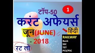 JUNE 2018 Current Affairs in Hindi | Important Current Affairs 2018 |Latest Current Affairs Quiz