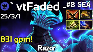 831 gpm! ` vtFaded - plays Razor!!! Dota 2 7.21