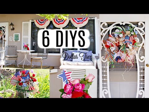 💖6 DIY DOLLAR TREE PATRIOTIC 4TH OF JULY DECOR CRAFTS 💖SUMMER FRONT PORCH DECO MESH WREATH, BANNER