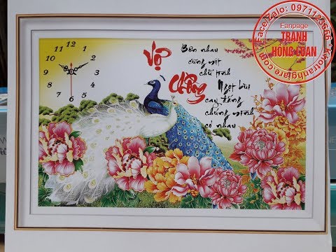 Tranh thêu chữ thập đồng hồ vợ chồng