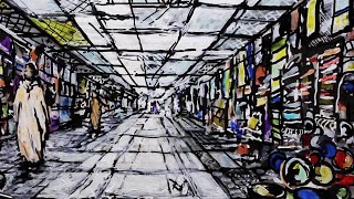 How to Draw a Market Scene: Moroccan Market Drawing