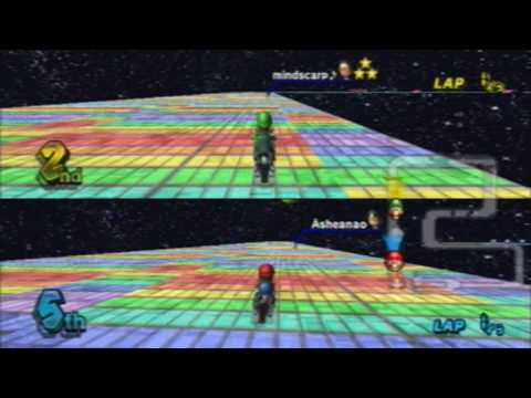 SNES Rainbow Road in Mario Kart Wii! (Custom Track) - Nintendo WFC (8 players)