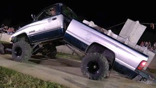 DODGE RAM DIESEL PULL TRUCK BENDS IN HALF