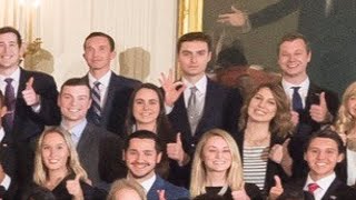 White House Intern Sparks Controversy With Hand Gesture in Trump Photo White House Intern Sparks Controversy With Hand Gesture in Trump Photo