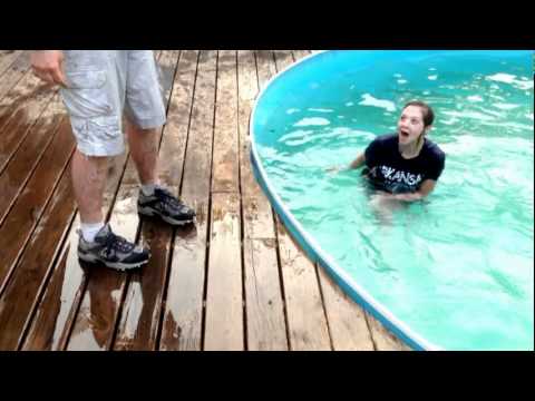 Girl is thrown into pool & scared of dead frog.