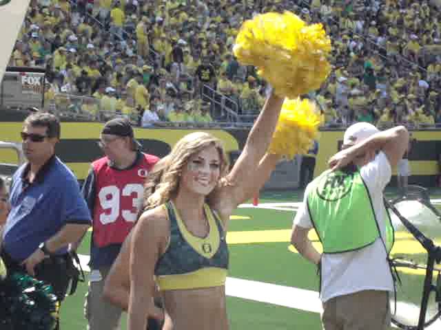 Oregon cheerleaders at the Nevada-Oregon game 9-10-2011
