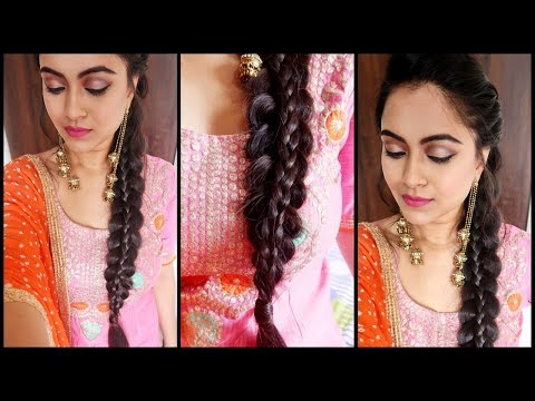 SuperEasy Braid Hairstyle-Punjabi Braid Look for INDIAN Party/WEDDING GUEST