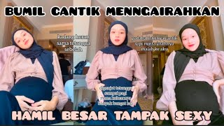 Bumil Cantik Hijab Duduk Sambil Elus Elus Perut