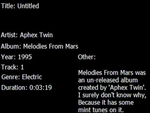 Melodies From Mars - Untitled -Track 1. Melodies From Mars - Untitled -Track 1. 3:23. Track 1 of 12.