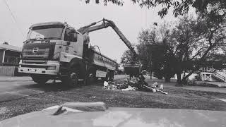 Grab Truck Clearing Flood Waste In Coraki Fast & Efficient Disaster Recovery