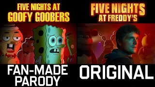 Five Nights At Freddys Fnaf And Spongebob Parody Side-By-Side Comparison
