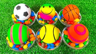 Satisfying Video L Mixing Rainbow Candy With Soccer Balls, Amazing Asmr!