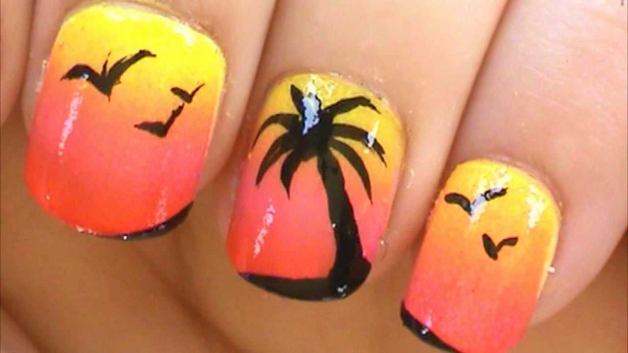 4. Tropical Palm Tree Aqua Nail Art - wide 5