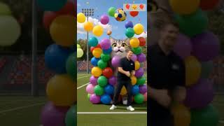Rainbow Balloons Explode Surprise Cat Inside