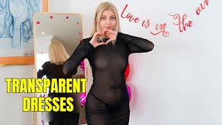 4K Transparent Dresses Try On With Mirror View! | Emili Tryon