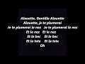 ALOUETTE Gentille ALOUETTE FRENCH Canadian Lyrics Words sing along song