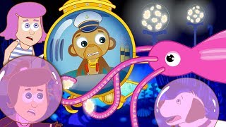 Giant Squid Monster Grabs Annie Ben & Mango | Underwater Adventures | Funny Cartoons for Children