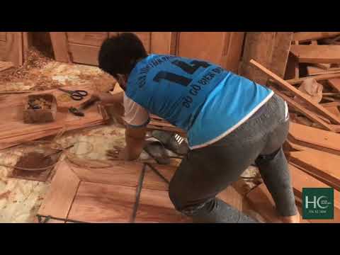 Ghép khuân tranh mặt bộ nghê cột 14 gỗ hương đá