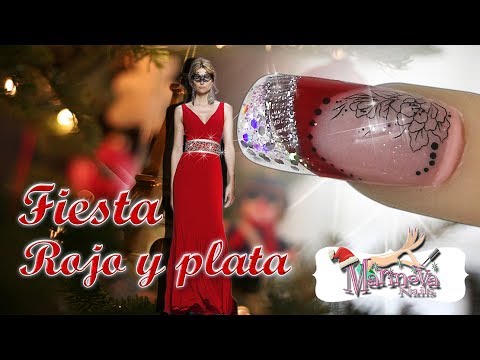 imagenes de uñas rojas con plata
