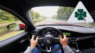 Alfa Romeo Giulia Quadrifoglio QV ACCELERATION & TOP SPEED POV on Autobahn Test Drive