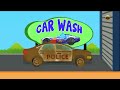 Carro da polícia-Car Wash | Desenhos para caçoa | Popula caçoar Vídeo | Police Car-Car Wash