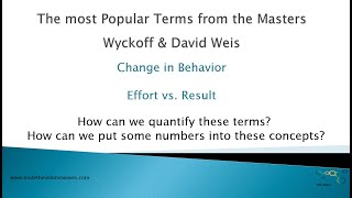 Lesson 11 Weis Wave with Speed Index-Quantify Effort vs Result and Change in Behavior