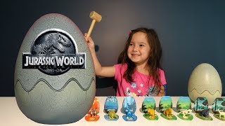 Giant Jurassic World Fallen Kingdom Surprise Egg & Kinder Joy Dinosaur Eggs UNBOXING
