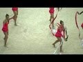 Gymnasts with ribbons on XXX World Rhythmic Gymnastics Championships. Stock Footage