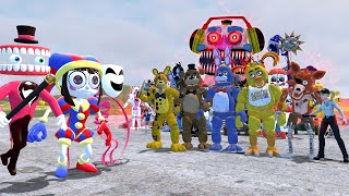 The Amazing Digital Circus Vs All Fnaf Movie And Games 1-9 Animatronics In Garry's Mod!