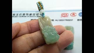 Liontin Giok Asli Mekar Bunga Simbol Keberuntungan Kemakmuran Jadeite Asli Berserti Grade A 3231
