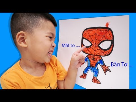 Trò Chơi Bé Bắp Tô màu Người Nhện Chi bi ♥ Bé Bún Tô Màu ♥
