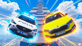 Türk Polis Arabalar Vs Türk Taksi Arabalar Yeni̇ Parkurda - Gta 5 Mods
