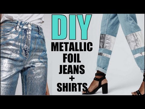 DIY- How To Make METALLIC FOIL T-shirt + Jeans - By Orly Shani - YouTube