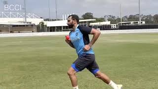 Mohammed Shami bowling to KL Rahul with Pink Ball