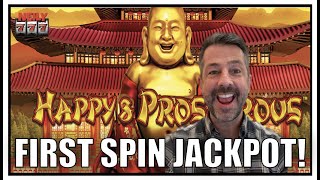 What are the odds?!! I got a FIRST SPIN JACKPOT on Happy and Prosperous Slot!