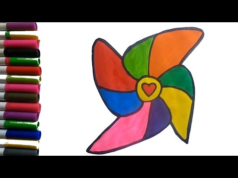 Vẽ Chong Chóng - Vẽ và Tô Màu Chong Chóng Cho Bé | How to draw a Windmill - Windmill Toy