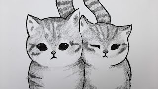 Kolay Adım Adım Sevimli Kediler Nasıl Çizilir - Çizim Hobimiz Karakalem Kolay Ha