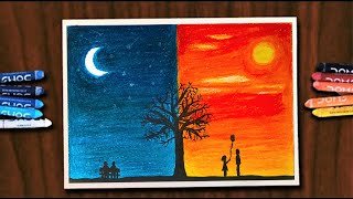 Sıcak Soğuk Renkler Çalışması - Zıt Renkler Çalışması - Gece Gündüz Resmi Çizimi